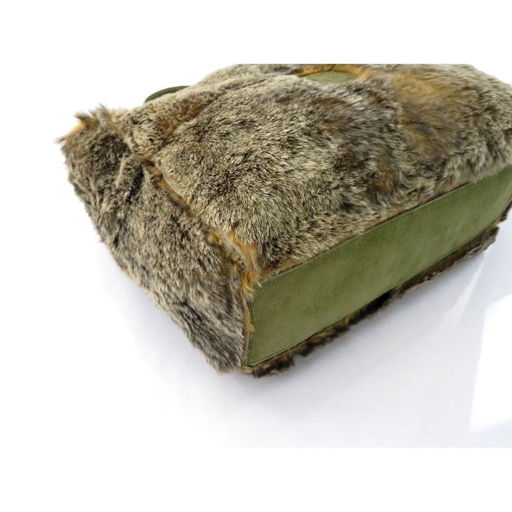CHANEL Rabbit Fur Tote - Olive and Tan - Picture 6 of 16
